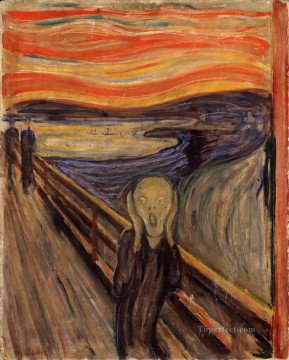 抽象的かつ装飾的 Painting - エドヴァルド・ムンクの叫び 1893 油絵表現主義